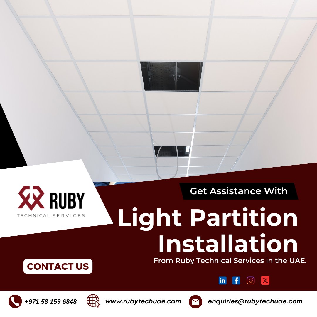 rubytechuae's tweet image. Transform your office layout or create designated areas without sacrificing brightness. Our expert team ensures a swift and professional installation process.

🌐 rubytechuae.com/false-ceiling-…

#rubytechuae #lightpartitions #uae #officedesign #brightspaces #officetransform #officedecor