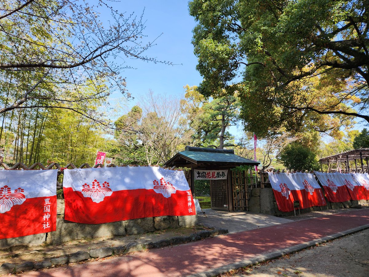 hidekiyonokouen's tweet photo. 明日はいよいよ第23回太閤花見茶会
一気に春らしくなり、本日もとてもあたたかい一日でした
明日は少し曇り予報ですが穏やかな一日となると思います
桜の花も少しずつ咲き始めてます
お花見、お散歩がてら中村公園へぜひ遊びにお越しください
#太閤花見茶会　#お花見　#桜　#呈茶　#茶会 https://t.co/V3OOyuyT3W