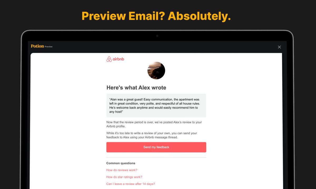 TryPotion's tweet image. Preview email (templates) in a click