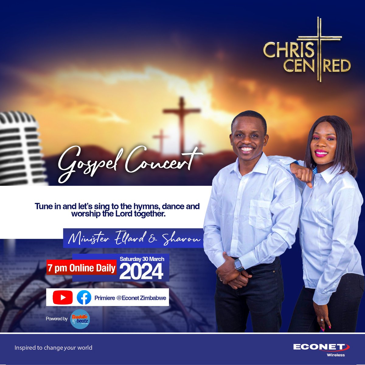 econetzimbabwe's tweet image. #ChristCentred Gospel Concert.

Step into the spirit of Easter with  and Sharon as they lead us in soul-stirring hymns.

Premiering Live on our YouTube Channel and Facebook page youtu.be/IydwRn2K6e8 at 7pm today.

Powered by Buddie Beatz🎵🎶