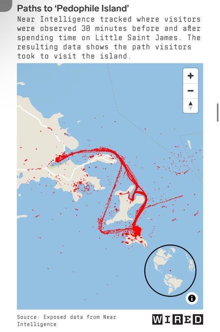NEARLY 200 MOBILE devices of people who visited Epstein’s notorious “pedophile island” in the years prior to his death left an invisible trail of data pointing back to their own homes and offices.