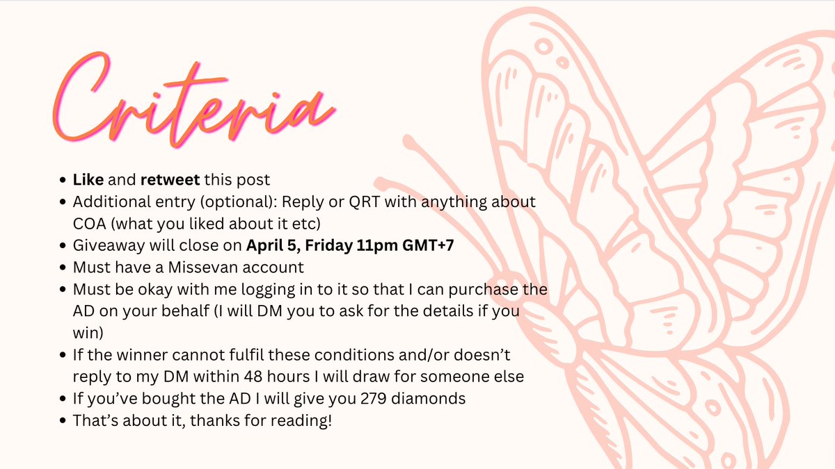 ✨GIVEAWAY✨🌴

since City of Angels #天使之城 AD will be ending soon, i'll be buying it on Missevan for one person! 

please read p4 for details, and good luck!