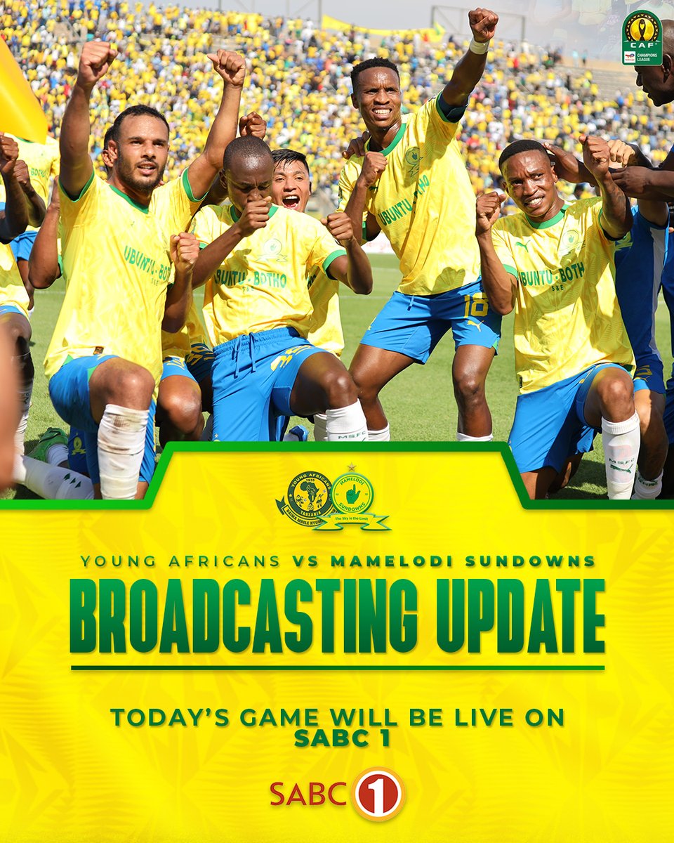 Masandawana's tweet image. 🚨Broadcasting Announcement 🚨

Masandawana, today's #TotalEnergiesCAFCL game will be broadcast live on SABC1! 📺

#Sundowns