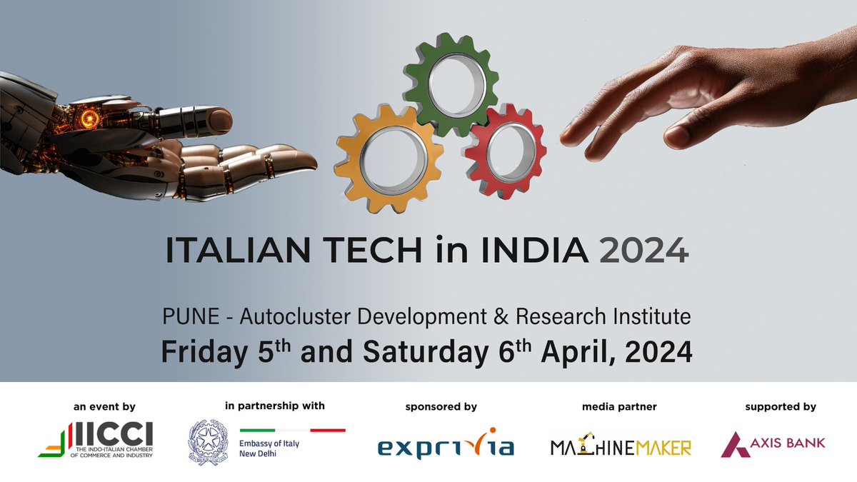 @IndiaItaly welcomes you to its prestigious flagship exhibition event ITALIAN TECH in INDIA 2024 on 5th & 6th April in Pune. To attend the exhibition, click here to register: shorturl.at/uyIJ3 @ItalyinIndia @Exprivia_Italy @themachinemaker @AxisBank