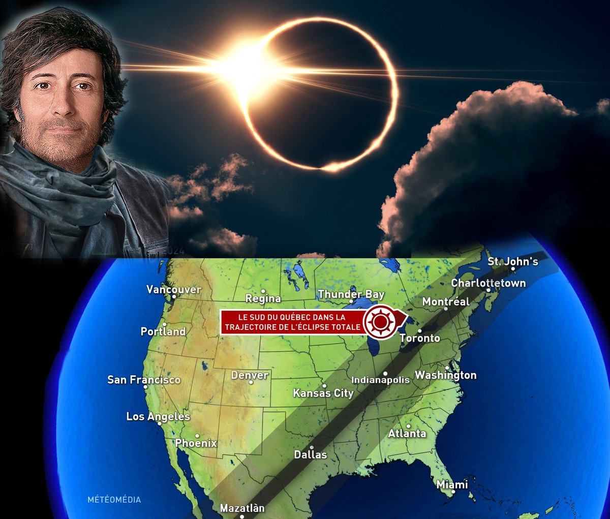 Alexandkeyland's tweet photo. CLYPSE TOTALE en AMÉRIQUE du NORD
Pas de panique! On savait déjà que c'était la FIN!📷

Le 8 avril prochain une Eclipse totale de soleil va se produire. Elle prendra une course qui lui fera traverser l'Amérique du nord de part en part! https://t.co/u6wX4OSrlx
