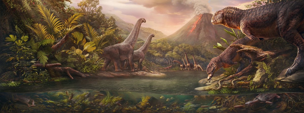 So here's the complete piece of the Lameta formation/  India around 66 million years ago. A bit different from the concept work I usually do, this piece speculates both the plant and animal life of that time.

For more on the breakdown: artstation.com/artwork/WBLvqQ
