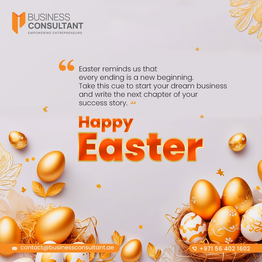 Embrace the joy of Easter with
love, laughter, and lots of chocolate eggs! Let's
celebrate new beginnings, cherish precious moments
with loved ones, and bask in the beauty of springtime
renewal.

Wishing you all a blessed and egg-citing Easter from
Business Consultant ME LLC!!