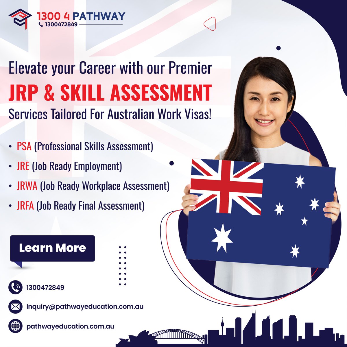 pathway_edu_au's tweet image. ✈️Kickstart your 🇦🇺🇦🇺Australian Work Visa Journey with Premier JRP &amp;amp; Skill Assessments!
🔷Tailored specifically for Australian Work Visas!

#Workvisa #jobreadyprogram #PSA #Jobready #skillassessment #professionalskills #workvisaaustralia #migrationservices #Immigrationlawyer