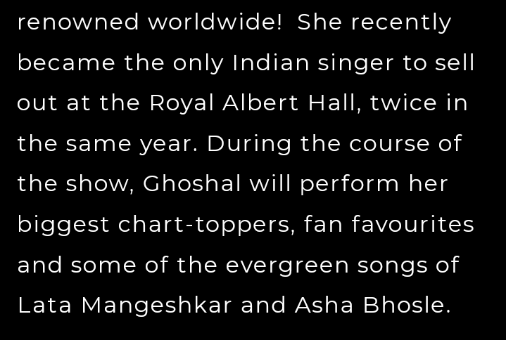 If Shreya Ghoshal is getting to perform at historic venues such as the Royal Albert Hall or Fox Theater without doing all the gymnastics and circus tricks, then I'm sure she's doing fine. Even with all the hoola hopping, Sunidhi isn't opening any doors for Indian artists globally