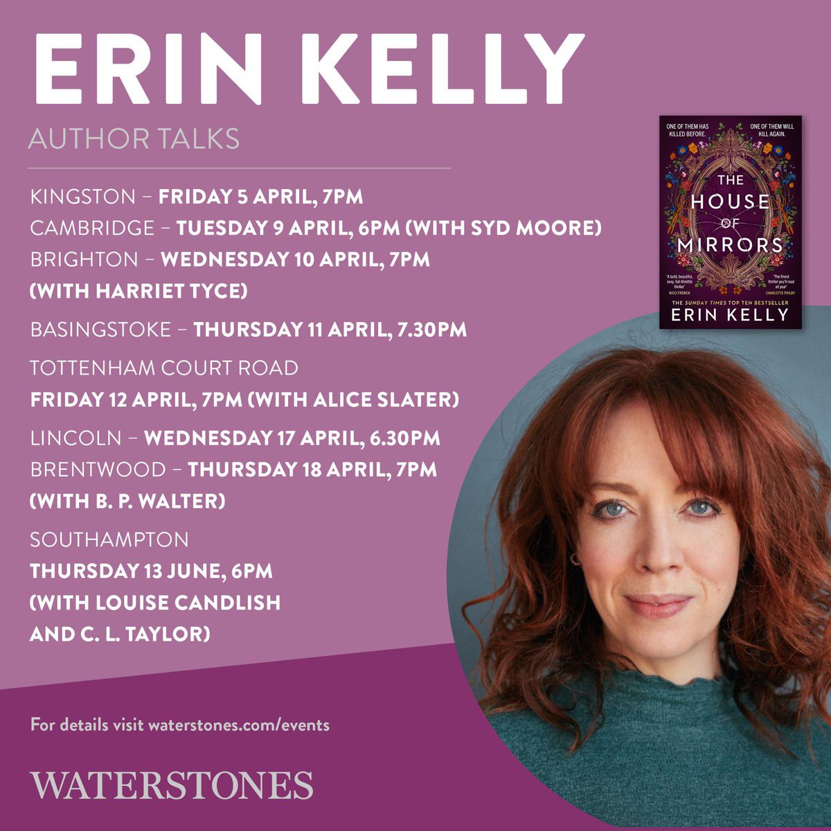 Less than a week until Erin Kelly joins us to discuss her new book ‘The House of Mirrors’. Grab your tickets from Waterstones.com