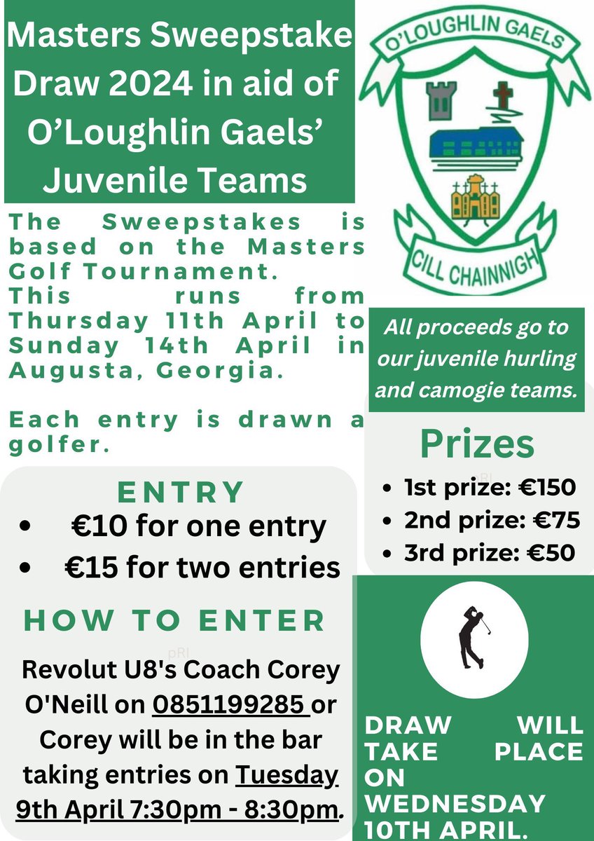 Don’t forget to enter and help support our juvenile players.