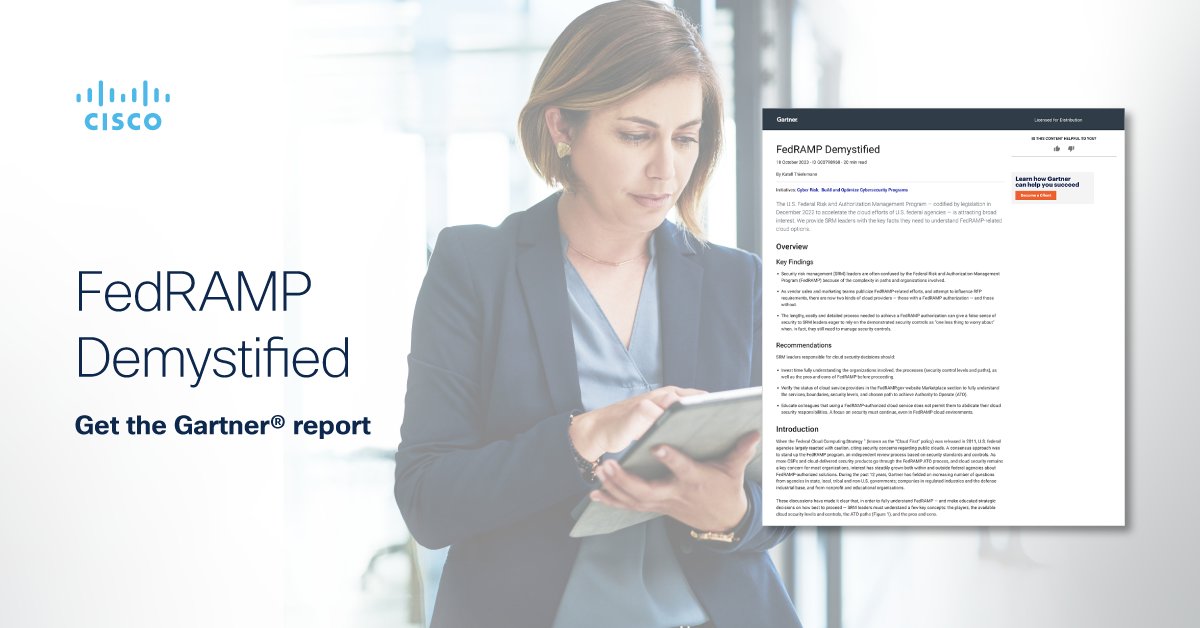 tschweiz's tweet image. 🏛️ The Federal Risk and Authorization Management Program (#FedRAMP) is complex; so is cybersecurity. This @Gartner_inc® report demystifies the key facts to understand FedRAMP-related cloud options. 

🔍 Get your copy today!
cs.co/6016ZWdCy