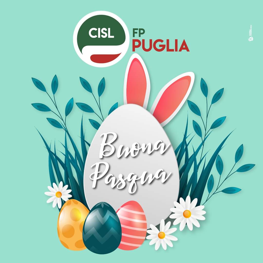 𝐀𝐮𝐠𝐮𝐫𝐢 𝐩𝐞𝐫 𝐮𝐧𝐚 𝐏𝐚𝐬𝐪𝐮𝐚 𝐫𝐢𝐜𝐜𝐚 𝐝𝐢 𝐚𝐦𝐨𝐫𝐞 𝐞 𝐦𝐨𝐦𝐞𝐧𝐭𝐢 𝐝𝐢 𝐩𝐚𝐜𝐞! 🐰🐣🔔#PasquaFelice #CISL #CISLFP #Puglia #HappyEaster #BuonaPasqua #Pasqua2024
