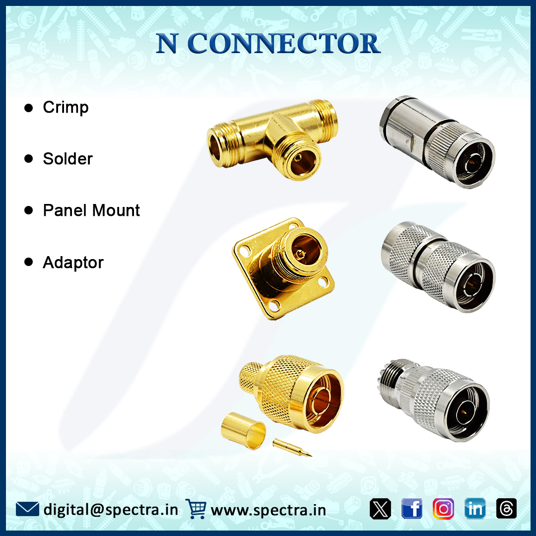 Buy N connector now at spectra.in/rf-connector/n…

#totalconnectivitysolutions
#spectraconnectronics
#rfconnector
#nconnector
#connector
#powerconnectors
#rfcoaxialcable
#radioinstrument
#communicationequipment
#microwave
#bncconnector
#antennas
#instrumentation
#buynow