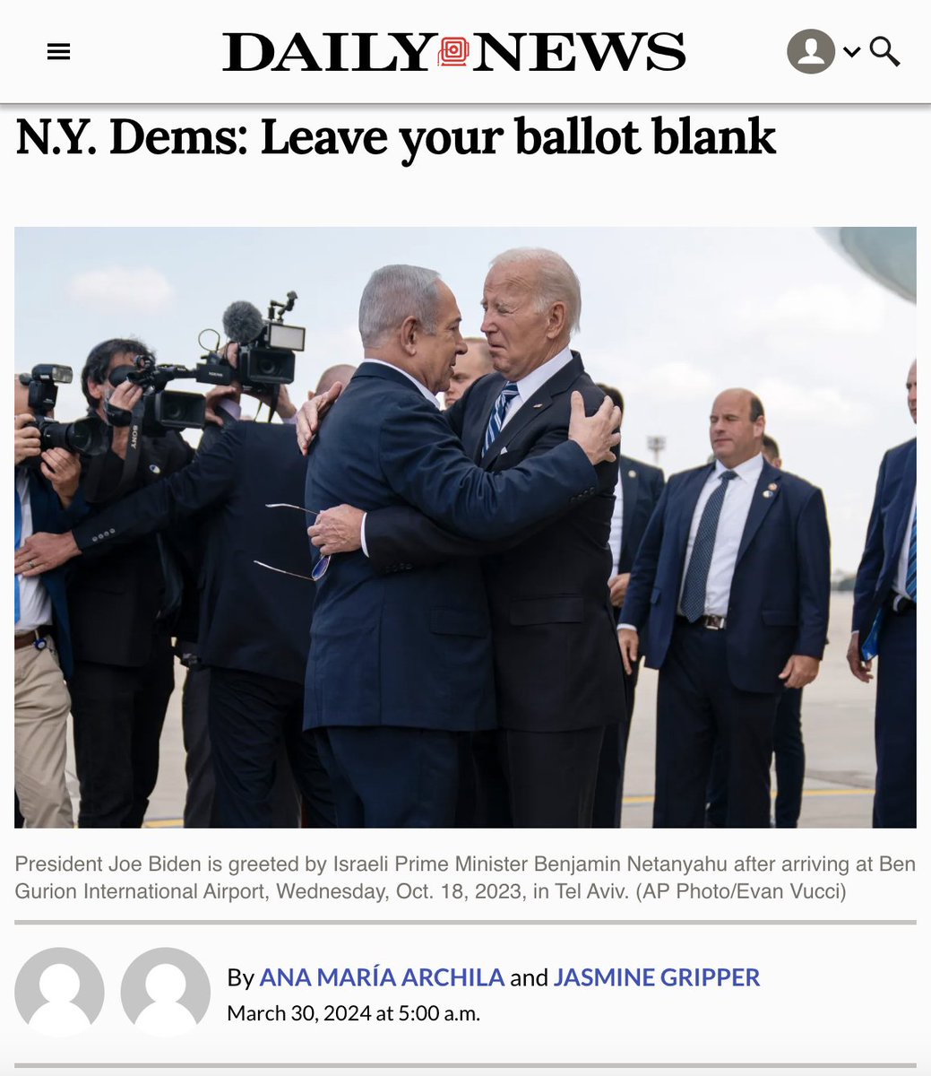 NEW: Op-ed from <a href="/Jasgripper/">Jasmine Gripper</a> and <a href="/AnaMariaforNY/">Ana Maria Archila🦋🐺</a>

"Voting blank in the primary is a strategic appeal to Joe Biden to listen to the overwhelming majority of voters who recognize that collective punishment will not bring about lasting peace or safety." #LeaveItBlank