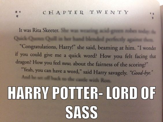 Once again, Harry Potter - Lord of Sass strikes again