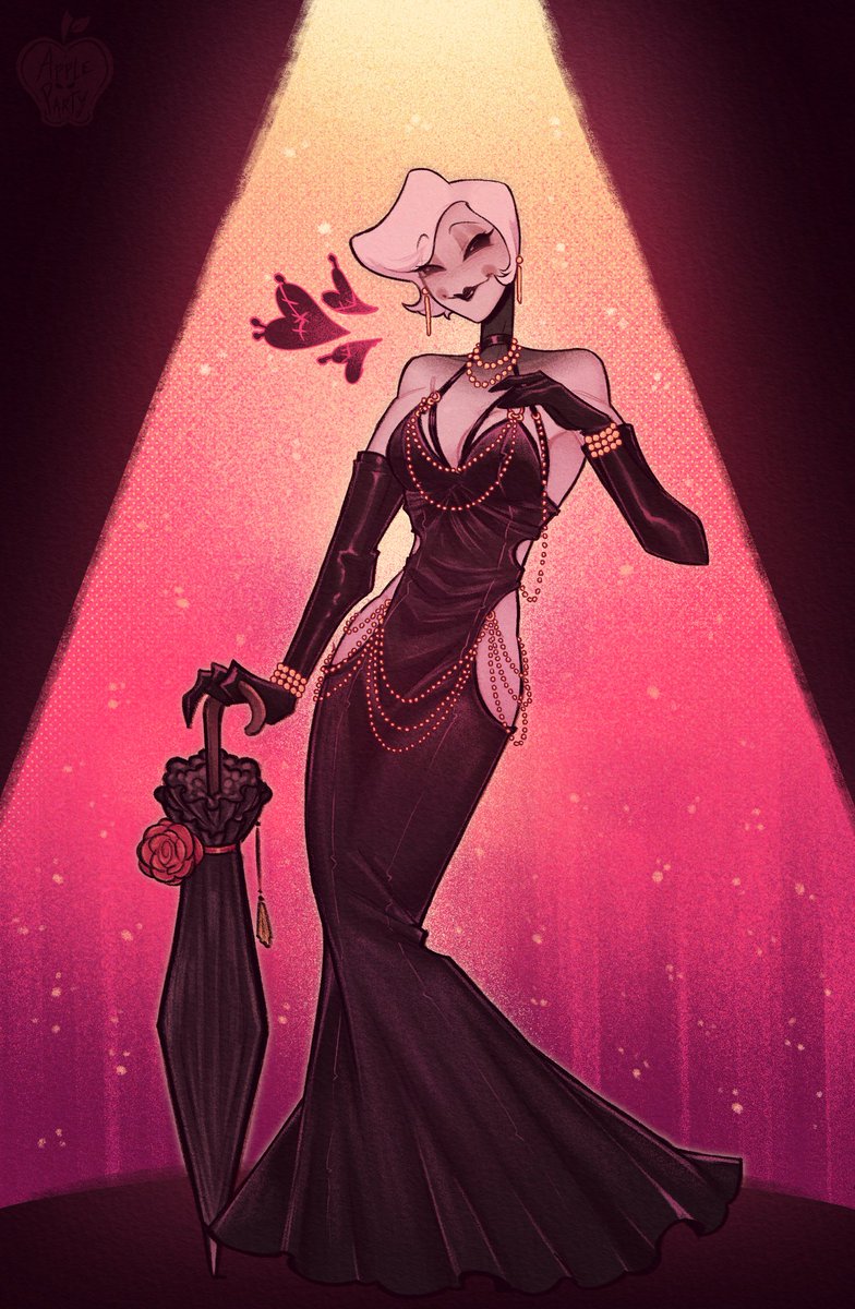 Rosie, My beloved ❤ Loved drawing her wearing that dress that was going around for awhile ago- SHE'S SO PRETTY #HazbinHotel #HazbinHotelRosie