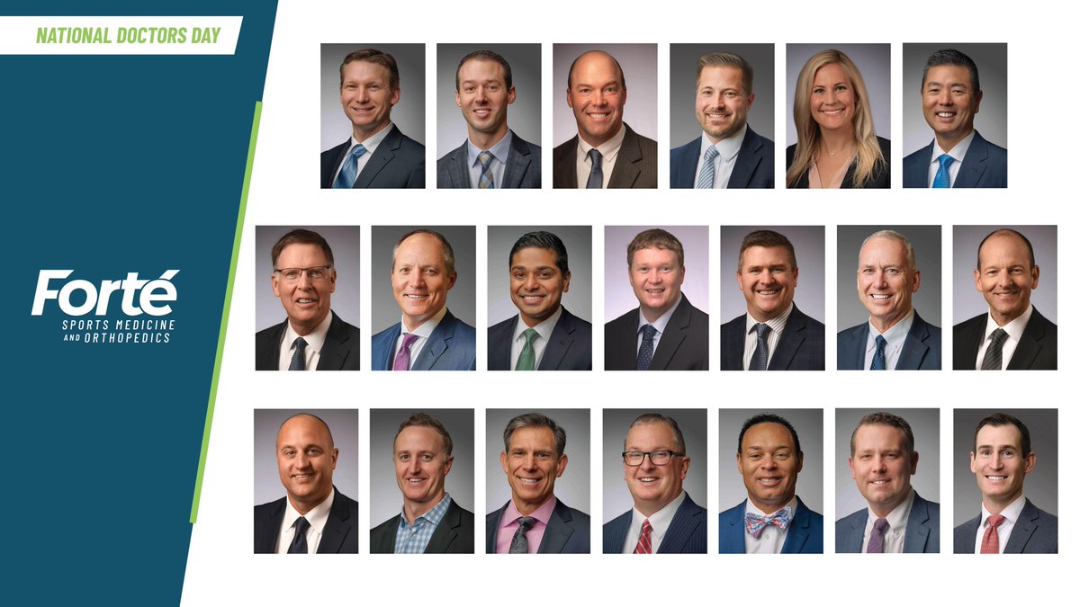 ForteOrthopedic's tweet photo. It's National Doctors Day! Has a Forté physician helped you get back to your forté? Join us in celebrating our committed team of physicians by sharing your success story or dropping a shout out to your favorite Forté doctor in the comments. #NationalDoctorDay #BackToYourForte https://t.co/E4bVUQmMGa