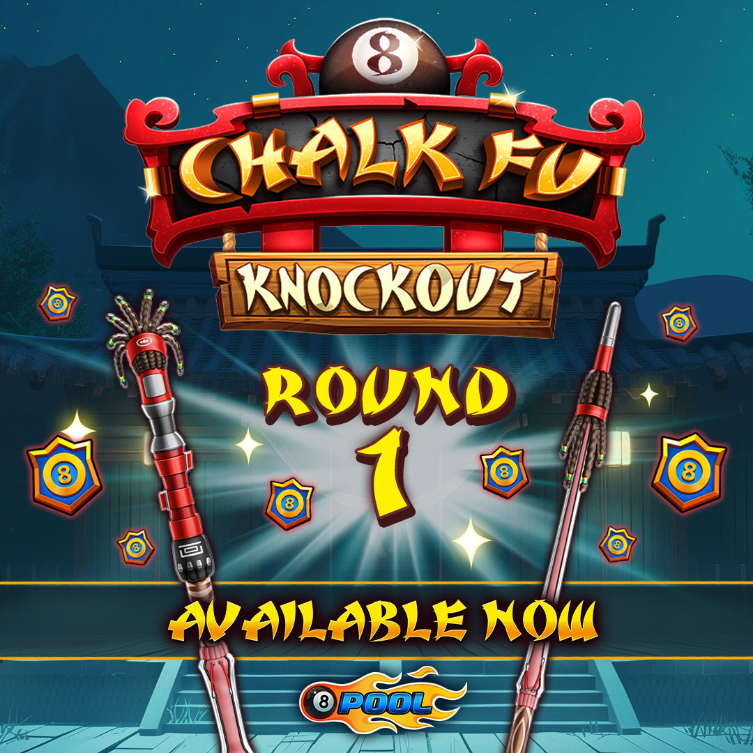 8ballpool's tweet image. #ChalkFuKnockout Round 1 is OPEN! 💥

🎁 Play Now &amp;amp; rack up enough #PoolPoints to reach Round 2 for your chance to win the exclusive #ChalkFuKnockoutCue!

Event Info » mcgam.es/6oL47I

#8BallPool