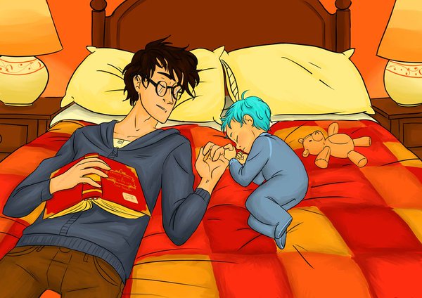 Teddy Lupin was raised by his maternal grandmother, but spent a great deal of time with his godfather, Harry. Cr: deviantart.com/alchiba