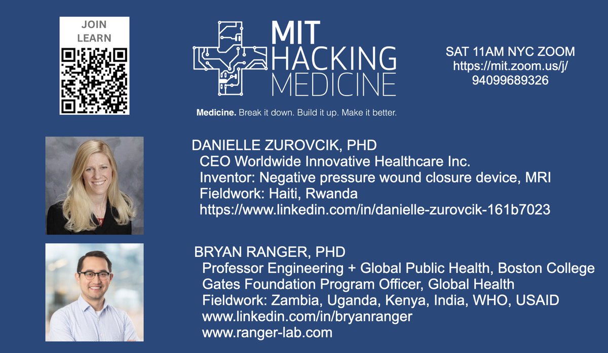 In 2 hrs we will host CEO Danielle Zurovcik PhD + Professor Bryan Ranger PhD to discuss designing low cost medical devices for our Global #RefugeeHealth Hackathon. Join at …thackmedicine-refugee-hackathon.mn.co