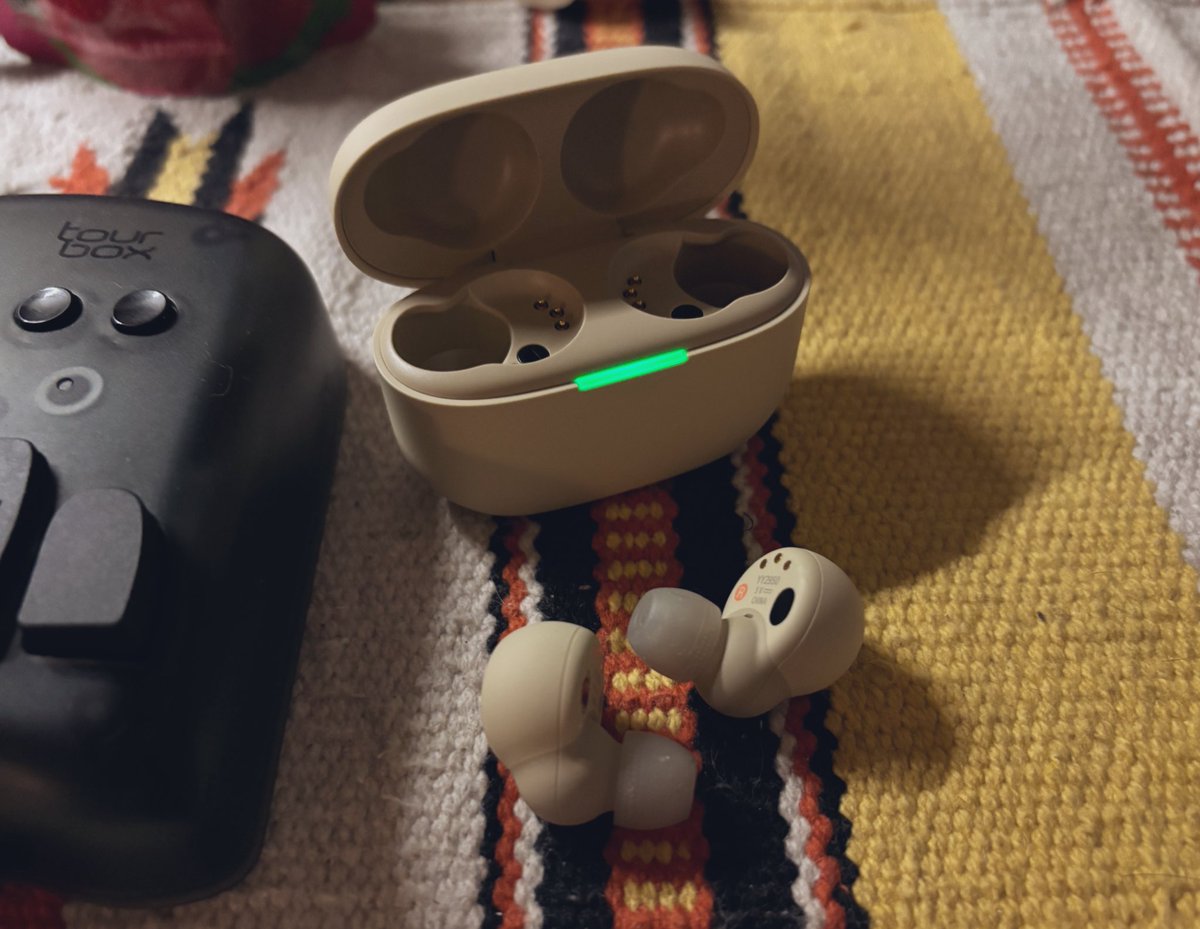 SonyのlinkbudsS買った！
仕事部屋で子供が寝たがるもんで
夜の仕事中ずっとヘッドホンしてるんだが
暑い日は頭が暑くて地獄みたいになるから
熱のこもらないイヤホンに。
今のところ使い心地最高！
イヤホンをタップで再生停止できるし
部屋を移動したり声出して会話するとノイキャンがOFFになる便利