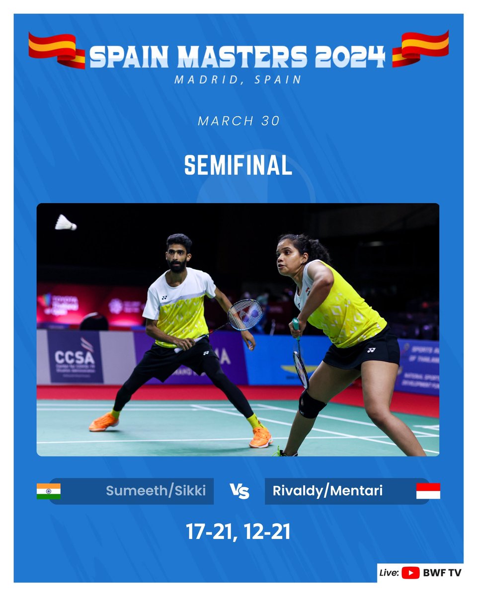 End of an incredible week for Suneeth-Sikki. Well played champs, lot of positives to take from #SpainMasters2024.  Onwards and upwards! 📸: @badmintonphoto #IndiaontheRise #Badminton