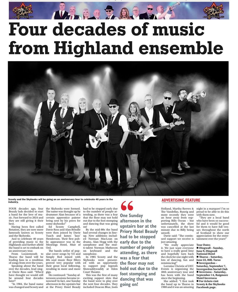 Scooty &the Skyhooks (@scootyskyhooks) on Twitter photo Tickets available at:
Thurso: buy.stripe.com/5kA8wTb0q5La7Kβ¦
Lossiemouth and Forres dates: ybdmusic.com/buy-tickets/
Dingwall: buy.stripe.com/dR6dRdc4ugpO1mβ¦
Inverness: buy.stripe.com/3cs3czecCb5ue8β¦
Link for Invergordon: buy.stripe.com/7sI9AX9Wm4H64yβ¦
Scooty & the Skyhooks YBD Music LWC Events Tickets available at:
Thurso: buy.stripe.com/5kA8wTb0q5La7Kβ¦
Lossiemouth and Forres dates: ybdmusic.com/buy-tickets/
Dingwall: buy.stripe.com/dR6dRdc4ugpO1mβ¦
Inverness: buy.stripe.com/3cs3czecCb5ue8β¦
Link for Invergordon: buy.stripe.com/7sI9AX9Wm4H64yβ¦
Scooty & the Skyhooks YBD Music LWC Events