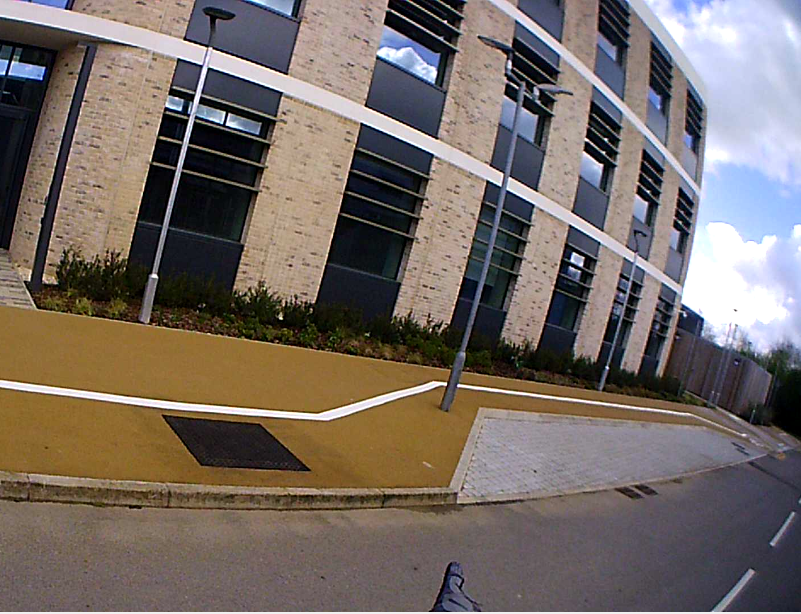 Brand new cycling infrastructure at <a href="/BegbrokeScience/">Oxford University Science Park, Begbroke</a> . Lamppost strategically placed to catch the unwary