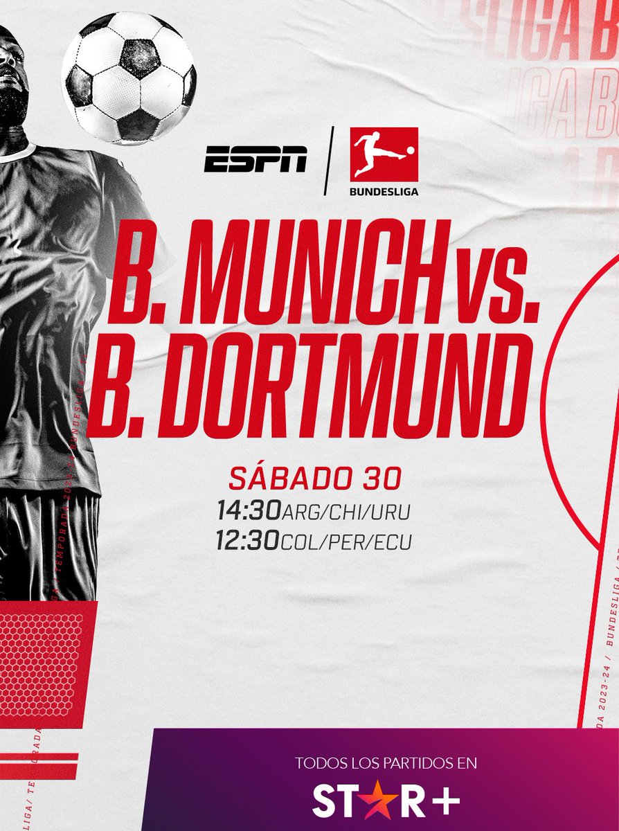 El gran clásico de Alemania. Bayern Munich - Borussia Dortmund. Por ESPN 2 y Star+, con @GermanSosaEspn.