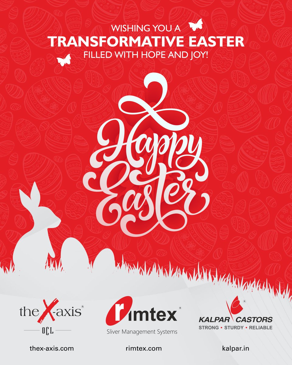 Wishing you a transformative Easter filled with hope and joy!
Happy Easter

#RimtexIndustries #HereToTransform #SpinningCans #SliverHandling #SliverCans #spinningindustry #textileindustry #HappyEaster #Easter2024 #HappyEaster2024 #EasterJoy #EasterCelebration #EasterSunday
