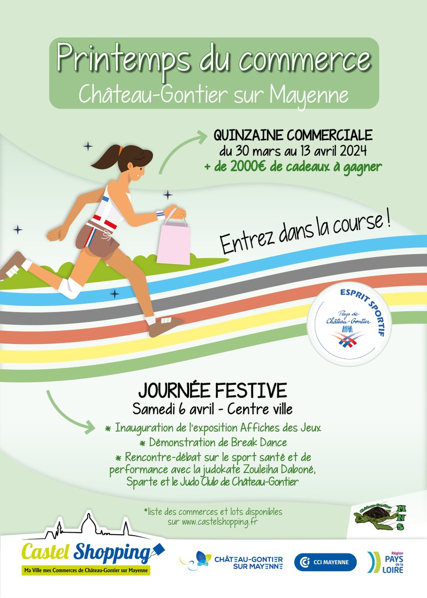 Bon début de quinzaine commerciale à notre dynamique association de #commerçants @castel_shopping qui fête le #printemps🌷du 30 mars au 13 avril 👉2 semaines qui s'annoncent sportives sous le signe des #JOParis2024 avec plus de 2000€ de cadeaux à gagner 🤩