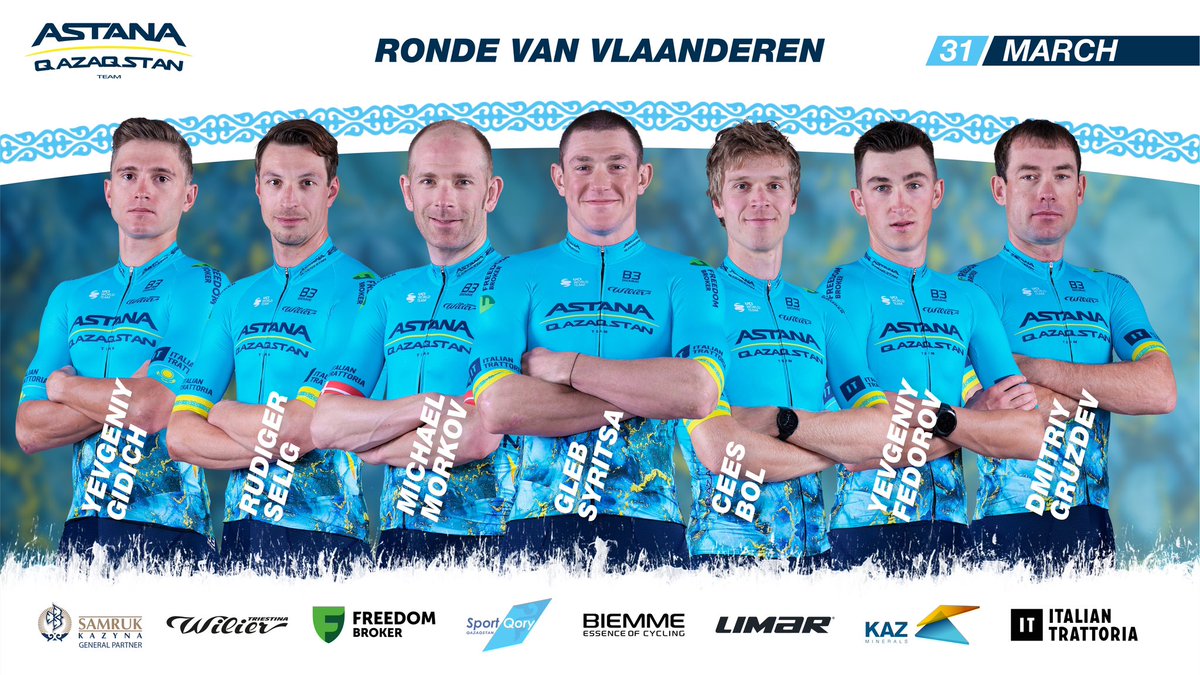 XDS Astana Team (@xdsastanateam) on Twitter photo 🇧🇪 ROSTER: <a href="/RondeVlaanderen/">Ronde van Vlaanderen</a>
<a href="/ceesbol1995/">Cees Bol</a>
<a href="/GidichYevgeniy/">Gidich Yevgeniy</a>
<a href="/MichaelMorkov/">Michael Mørkøv</a>
Gleb Syritsa
Yevgeniy Fedorov
Rüdiger Selig
Dmitriy Gruzdev
#RVV #RVV24 #AstanaQazaqstanTeam 🇧🇪 ROSTER: <a href="/RondeVlaanderen/">Ronde van Vlaanderen</a>
<a href="/ceesbol1995/">Cees Bol</a>
<a href="/GidichYevgeniy/">Gidich Yevgeniy</a>
<a href="/MichaelMorkov/">Michael Mørkøv</a>
Gleb Syritsa
Yevgeniy Fedorov
Rüdiger Selig
Dmitriy Gruzdev
#RVV #RVV24 #AstanaQazaqstanTeam