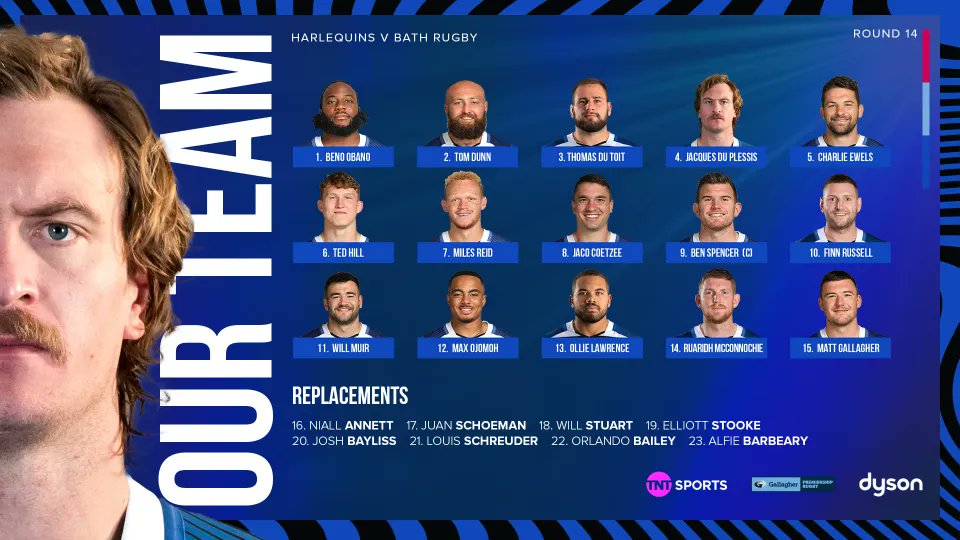 It's game day!! @BathRugby are off to Twickenham Stoop to face @Harlequins A little rotation for Bath and still a big team, can they maintain the momentum from last week or Will Quins do a Saints and bounce back in style? It's going to be a cracker and a true test for both sides