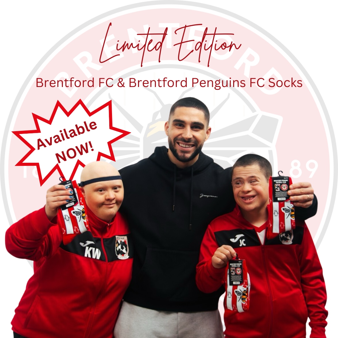 🧦Our limited edition socks are now available to buy from the Brentford FC Shop for only £9.95 a pair and EVEY SINGLE PENNY will go to us. 🐧 ⚽Don't miss out! Go and buy your new LUCKY SOCKS today! #BrentfordPenguinsFC #BrentfordFC @Brentfordfc #luckysocks #standout #penguins