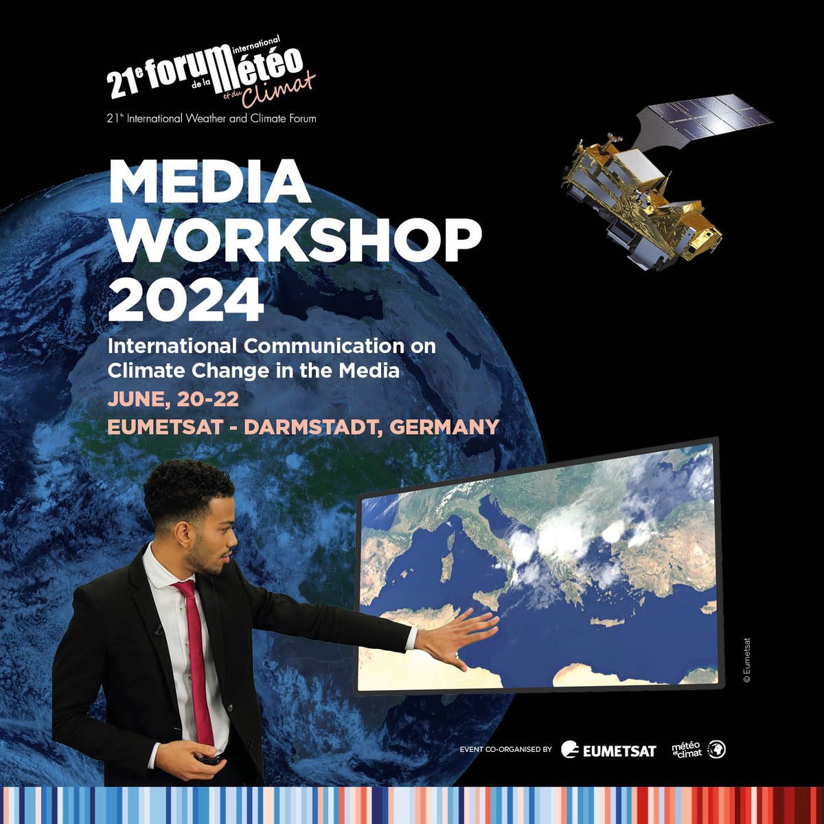 📢 Weather presenters from all around the world 🌍committed to climate action with our MEDIA WORKSHOP! Co-organised by @eumetsat from June 20th to 22nd, Journalists & Forecasters will work on #communication on #climatechange in the #media. 🧵#FIMC2024 #MediaWorkshop2024