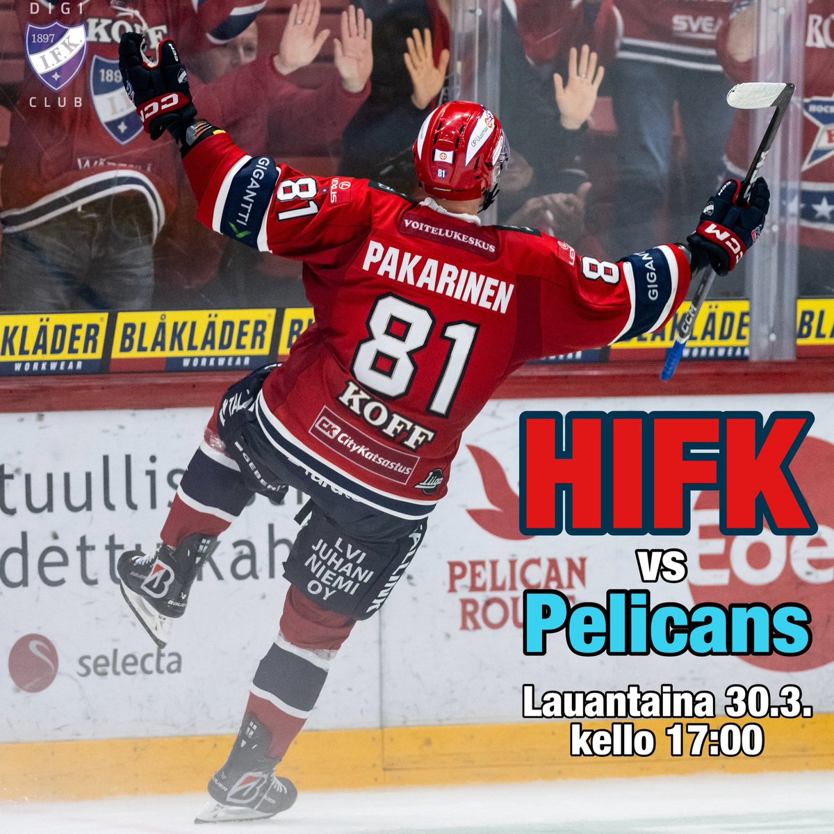 HIFK-Pelicans, osa 6. 🥊
Taistelu palaa taas kotikentälle. Panokset edelleen samat. Voitolla jatketaan, tappiolla kutsuu kesäloma. Toiminta alkaa 17:00.

#hifk #lahdenpelicans #digihifk #hifkshop <a href="/kollekt_io/">Kollekt.io</a> #tutors_fi Kuva: Riku Laukkanen <a href="/r1kuexposures/">Riku Laukkanen</a>