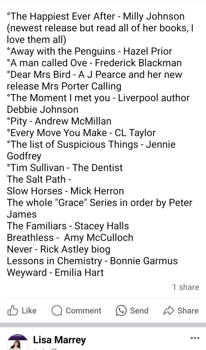 Legendary @millyjohnson was on the show yesterday and she had lots of #book suggestions for us as did some listeners. See pic for the full list and if you want to hear the chat, scroll along 2hrs 20 mins on this link bbc.co.uk/sounds/play/p0…