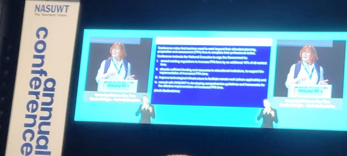 Sandie tells us of her mile long to-do list and how when her working day 'ends', she starts her second job of doing teaching admin at home.

Comparing international statistics,  countries that perform well have far more PPA time, Sandie confirms. #nasuwt24