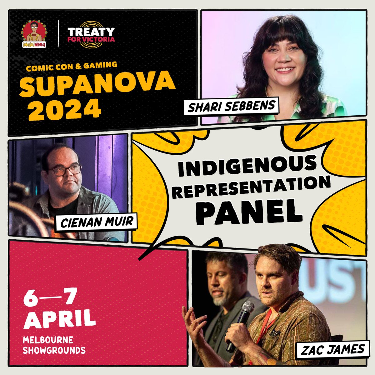 If you are going to be at Supanova next week, make sure you get along to the Indigenous Representation Panel 🖤💛❤️