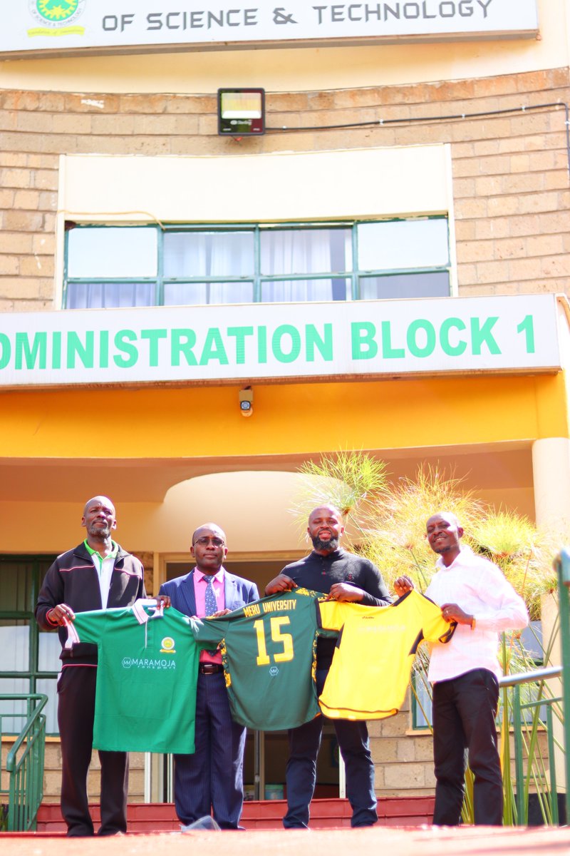 🌟 Exciting news! Maramoja Taxi sponsors Meru University teams in KUSA National Playoffs! 🏆 CEO Ronald Mahondo presents sports kits, promoting unity & healthy lifestyle. 
Thanks to Meru University staff for receiving donation. #MARAMOJAniyetu #SupportingLocalTalent  #TwendeVasha