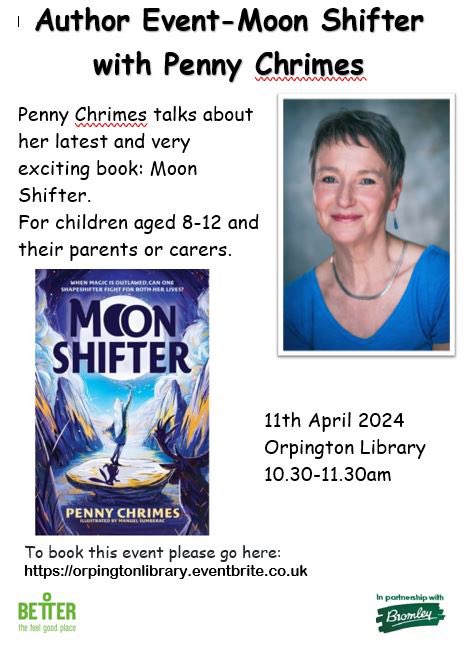 We are so excited that @pennychrimes is coming to #OrpingtonLibrary on Thurs 11/4/24 to talk about her new book #MoonShifter! Don’t miss out, book today here: orpingtonlibrary.eventbrite.co.uk @LBofBromley @Better_UK @Orpington1st @OrpingtonComm @LifeInMags @BPVForum