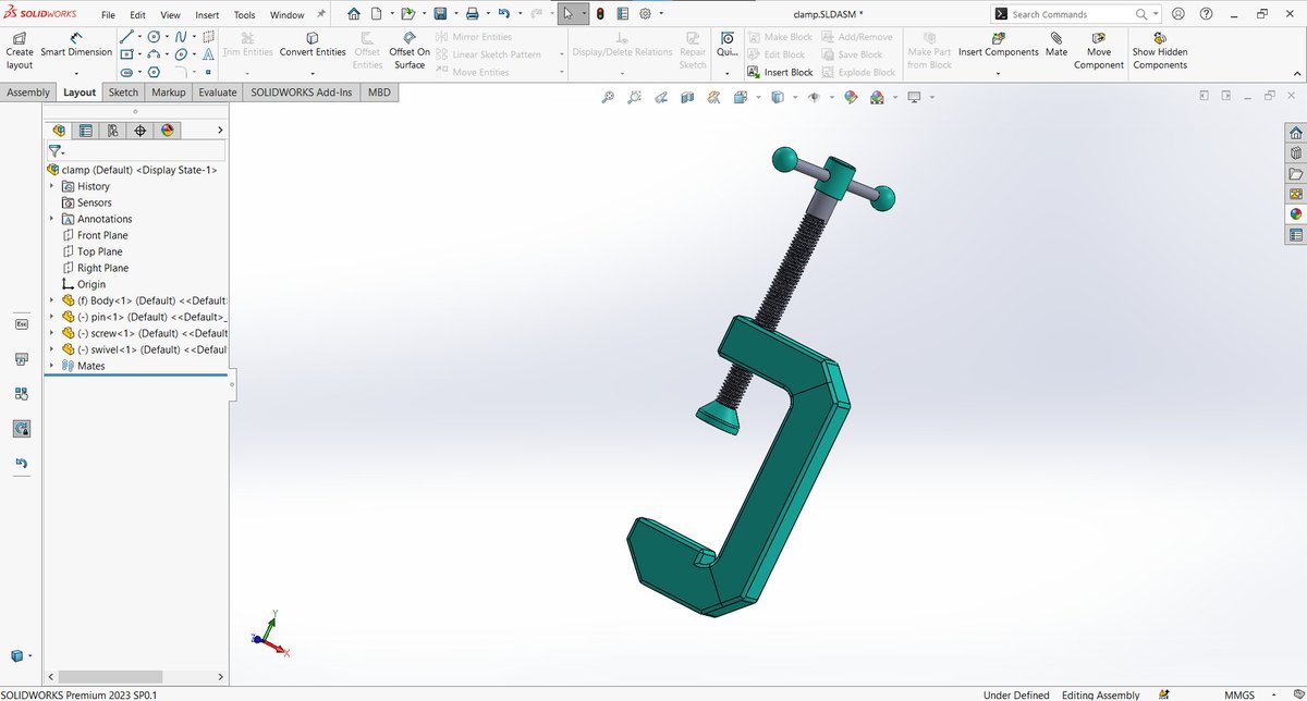 samuel_delaja's tweet image. It's the weekend here, and I'm excited to unveil my latest project.
⭐ Design of a C-Clamp
🖥️ Software: SOLIDWORKS Dassault Systèmes
#solidworksdesign #solidworks #engineeringdesign #mechanicalengineering #mechanicaldesigns #letsconnect #saturdayvibes