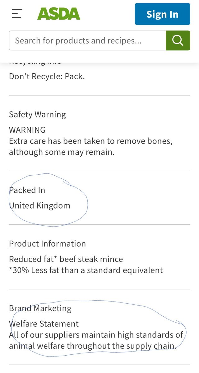 Farmers are demanding an end to dishonest and misleading labelling like this @asda mince which doesn’t even tell you where the meat was produced! It only tells you it was packaged in the U.K. with vague assurances of welfare and standards, then goes on to warn it may contain…