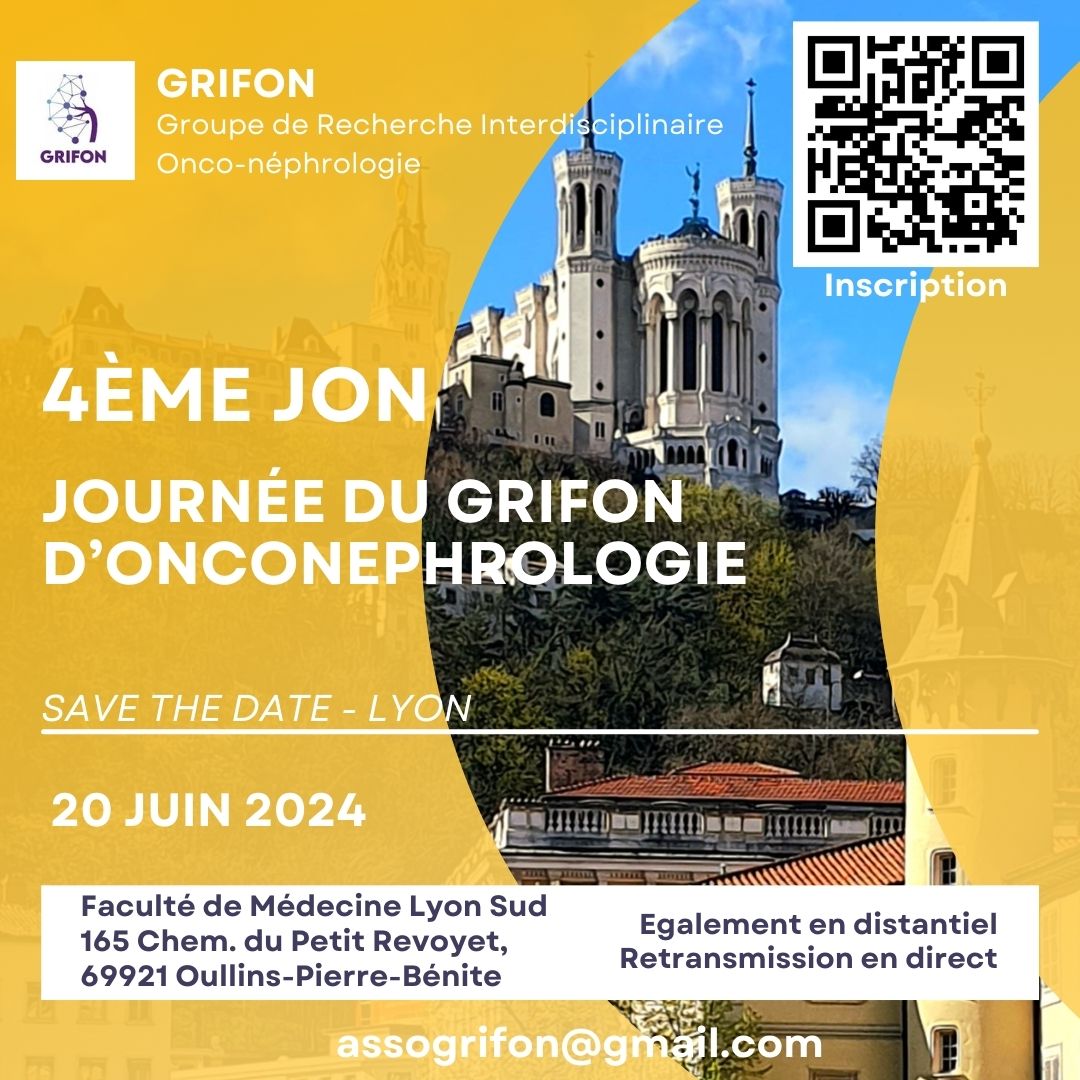 🚩Ne manquez pas le retour de la JON !

👉Format mixte présentiel et visio
👉Programme riche à venir centré sur l'apport des nouvelles technologies en onco-néphrologie

📅📍 Le 20 Juin 2024 à Lyon  
Information et inscription ➡️linktr.ee/grifonconephro… #JON2024