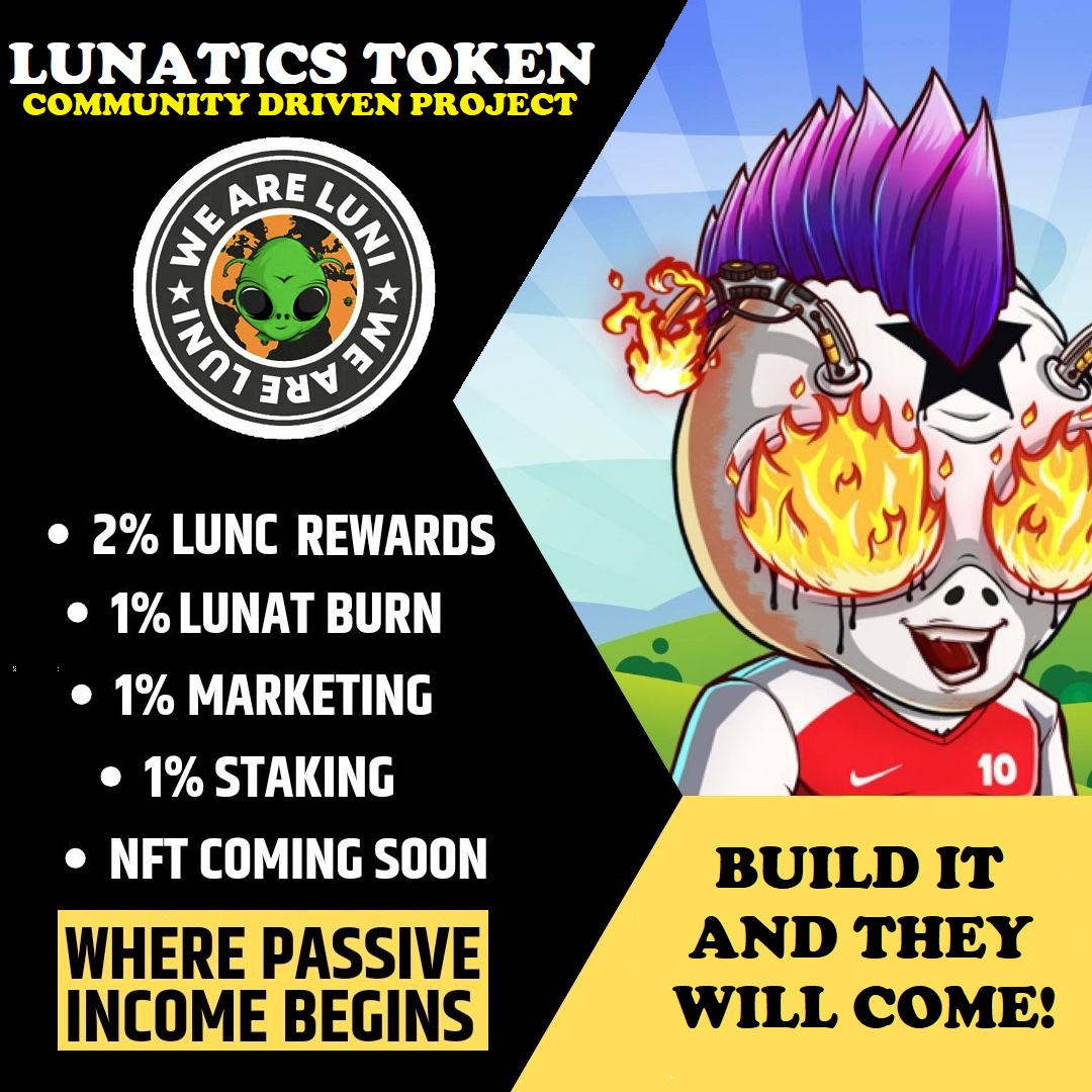 @Lunaticstoken 100% community driven - we go in the direction the community decide! Every single holder has the same voting power. Join the #Lunaticsarmy today and help shape and secure your passive income future! #Lunaticsarmy #Lunatics #Lunaticstoken #Memecoin #Meme