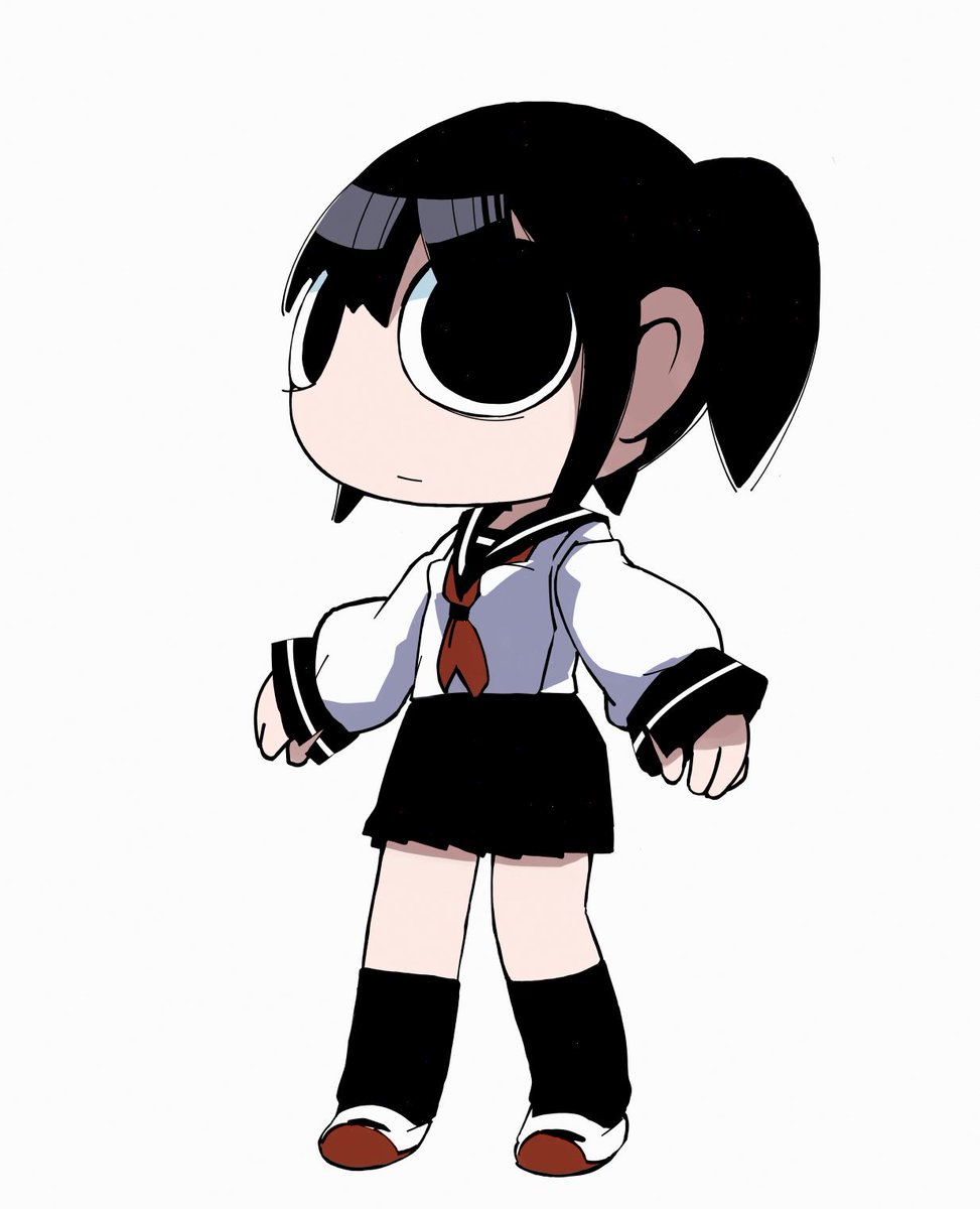 1girl solo simple background shirt skirt black hair long sleeves  illustration images