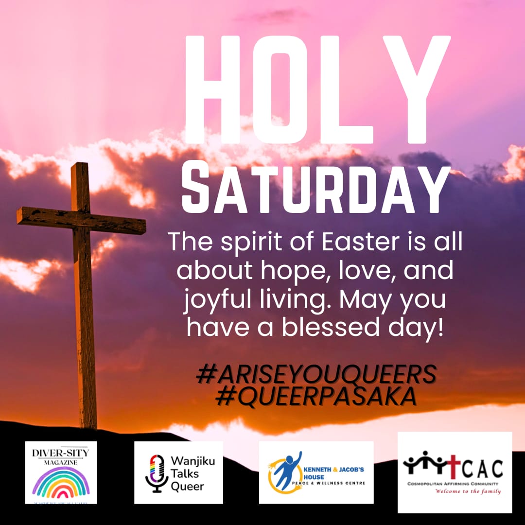 Rev.Adera Godfrey (@aderagodfrey) on Twitter photo Saturday of Lament; We lament with all queer folks in Africa because their dreams are buried, their hopes are buried, and some lives are buried. We lament in hope that there will be a resurrection.
#QueerPasaka
#AriseYouQueers
<a href="/CAC_Ke/">Cosmopolitan Affirming Community - CAC</a>
<a href="/blueagle51/">Caroline omolo</a>
<a href="/mwa_kenya/">Mwa_Kenya</a>
<a href="/WanjikuTalks/">Wanjiku Talks Queer</a> Saturday of Lament; We lament with all queer folks in Africa because their dreams are buried, their hopes are buried, and some lives are buried. We lament in hope that there will be a resurrection.
#QueerPasaka
#AriseYouQueers
<a href="/CAC_Ke/">Cosmopolitan Affirming Community - CAC</a>
<a href="/blueagle51/">Caroline omolo</a>
<a href="/mwa_kenya/">Mwa_Kenya</a>
<a href="/WanjikuTalks/">Wanjiku Talks Queer</a>