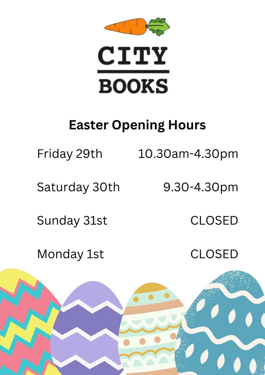 We are open today until 4.30pm! Closed Sunday and Monday and back to normal hours on Tuesday