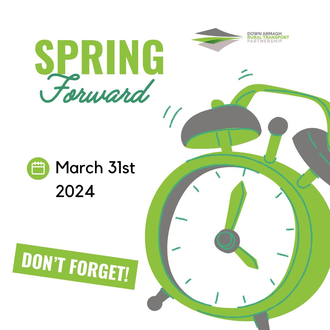 🕰️⏰ Don't forget to SPRING FORWARD! ⏰🌞 Hey everyone! Just a friendly reminder to set your clocks ahead one hour as we spring into daylight saving time! Let's welcome the extra daylight with open arms! #SpringForward #DaylightSavingTime